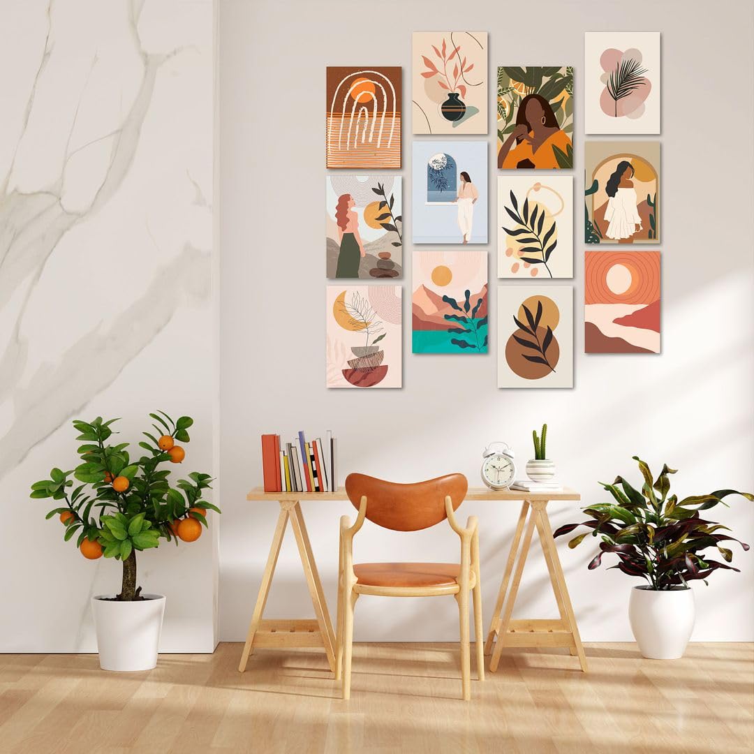 Cvanu A4 12Pcs Beautiful Floral Design Printed On Poster Wall Art Collage Kit With Glue Dot Tape For Wall Decoration (11.5Inchx8